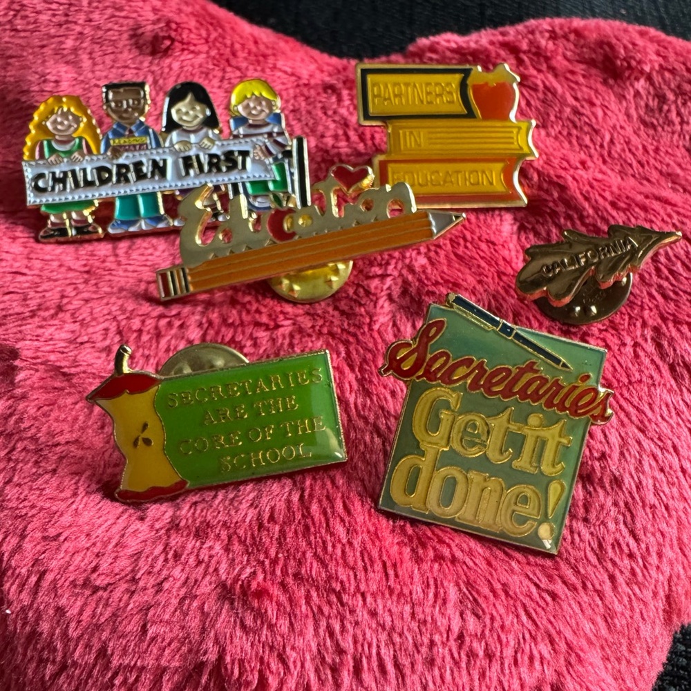 Lot of 6 Vintage School Secretary Goldtone Lapel Pins